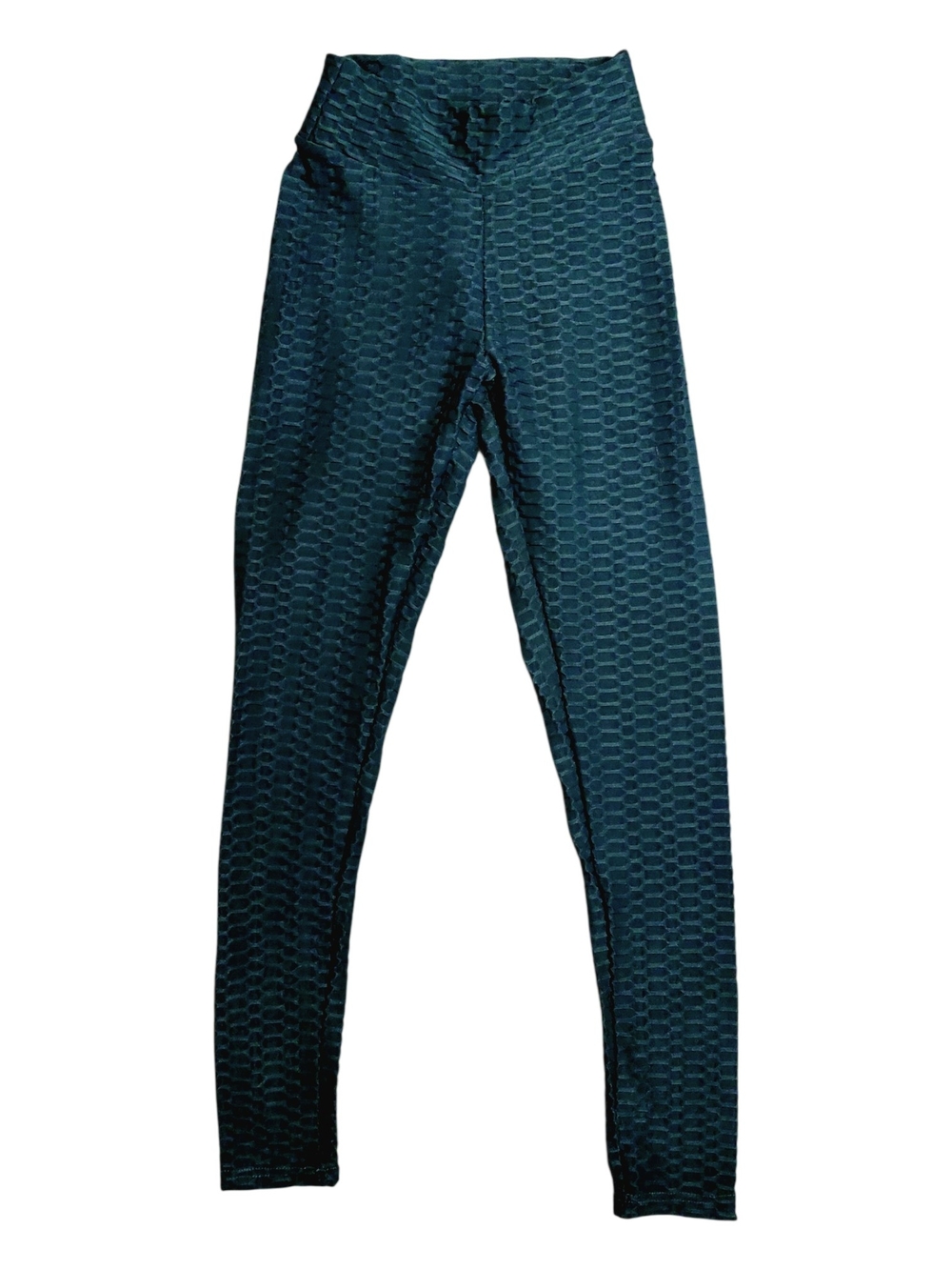 Textured High-Waist Booty Cinching Leggings in Teal XS
